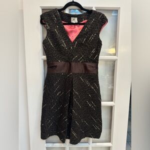 Vintage An Original MILLY of New York Black Boucle Wool Classic Dress Size 6 S